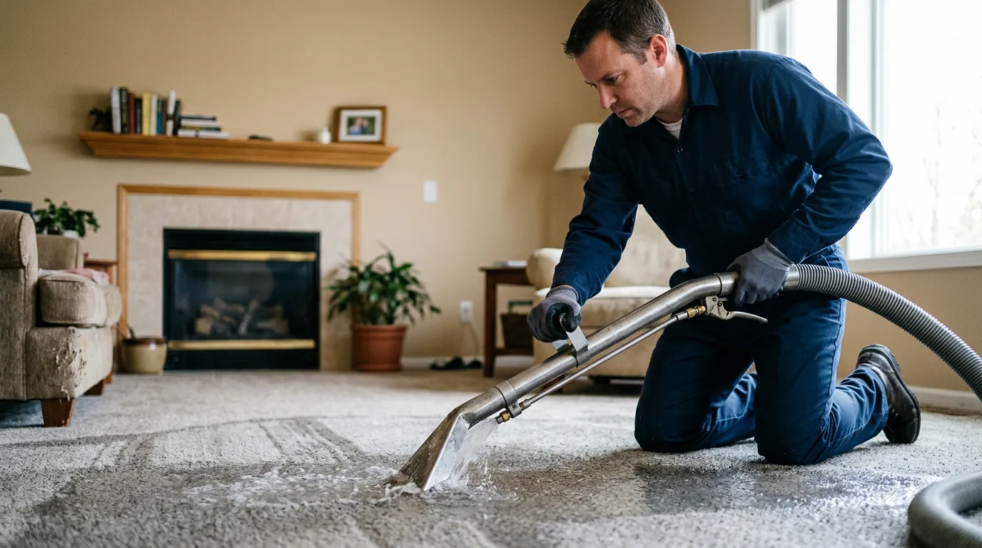 Water damage restoration technician working near Manistique, MI